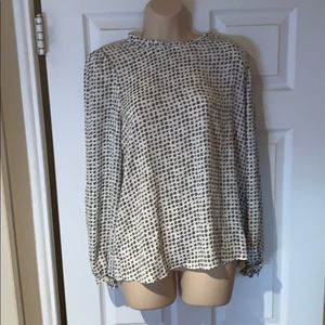 Loft Dotted Ruffle Button Back Top M